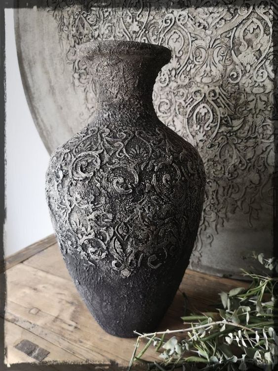 Antique Mandala Panel with Sculptural Vase